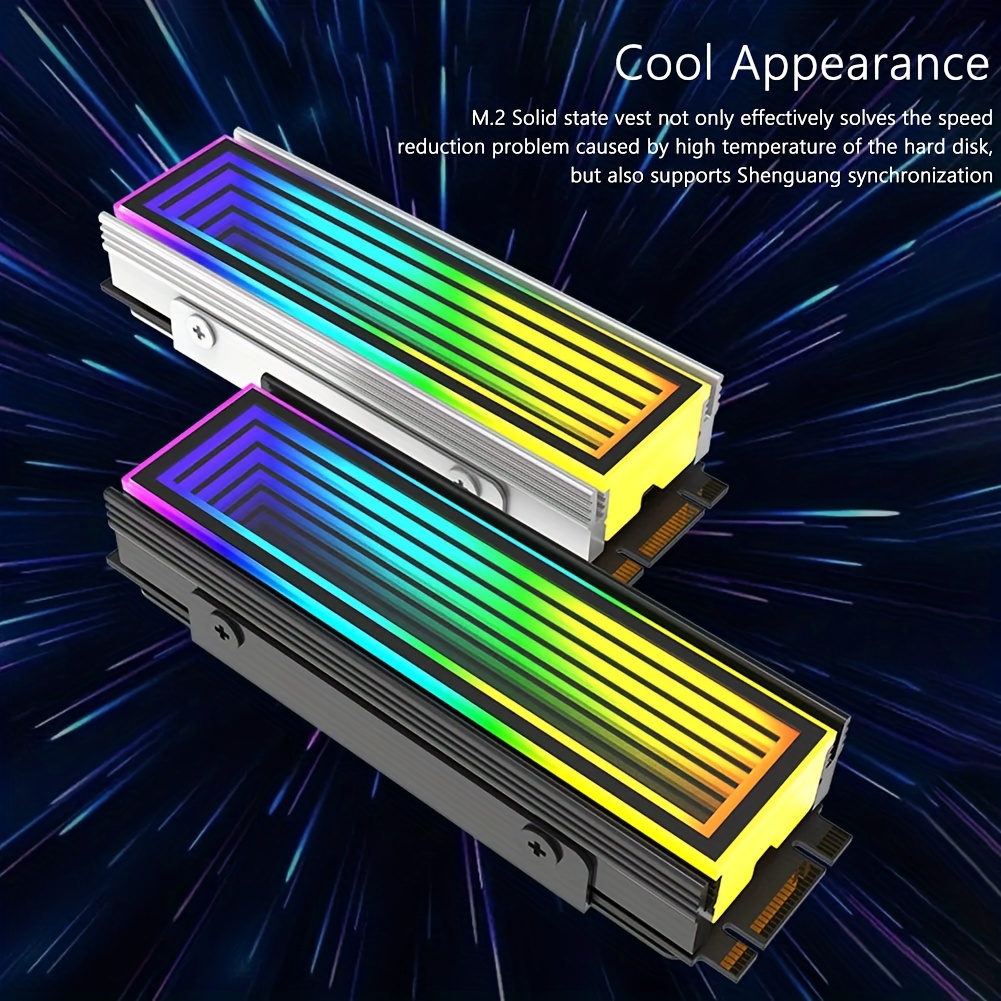 argb aura sync m 2   cooling vest aluminum heatsink for 2280 solid state drives rgb lighting   heat dissipation   for pc builds details 1