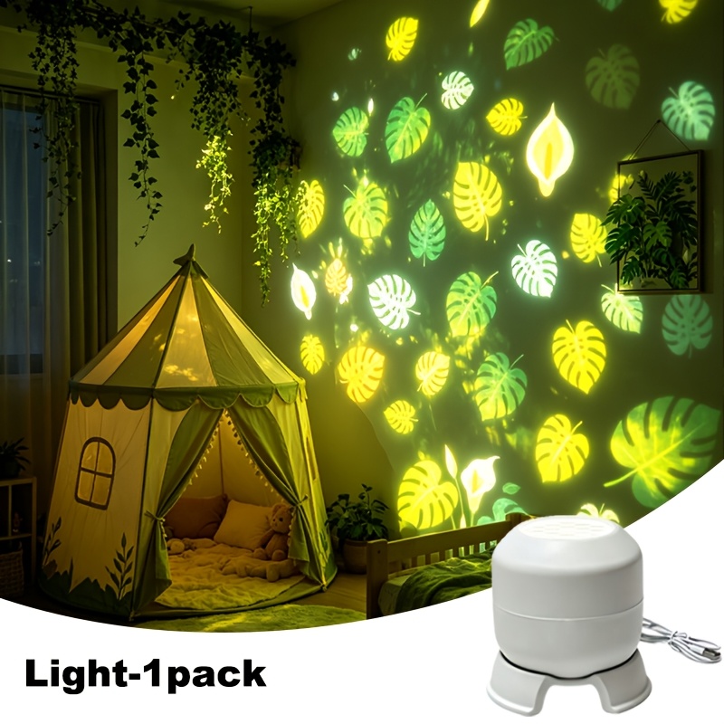 TEMU 2pcs/1pc 360° Rotatable Tropical Plant Projector Lamp, Usb Powered Dynamic Projection Light, Ambient Decor Light For Bedroom, Living Room,