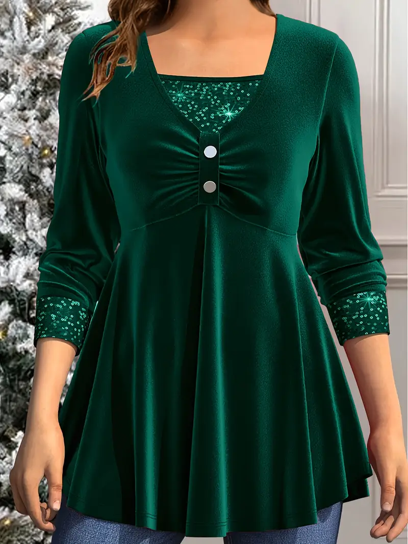 christmas tunic dress plus size Women's Christmas Light Strand Sequin Sweater Dress
