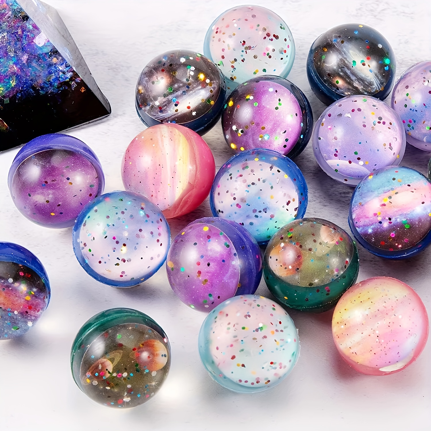 

10pcs Starry Sky Series Bouncing Ball Toys, Solid Elastic Balls, Outdoor Equipment Bouncing Balls, Water Floating Toys, Diameter 32mm