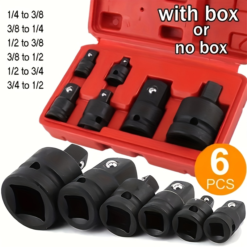 

6pcs Impact Adapter & Reducer Socket Set - Cr-, Ball , Sizes For Auto Repair & Mechanical Work, Includes Protective Case