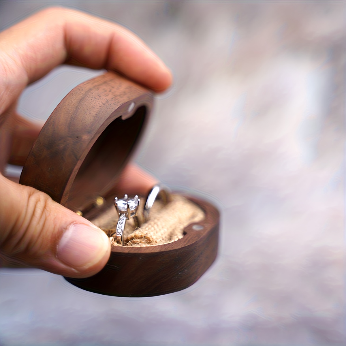 Custom Engraved Wooden Ring Holder Box