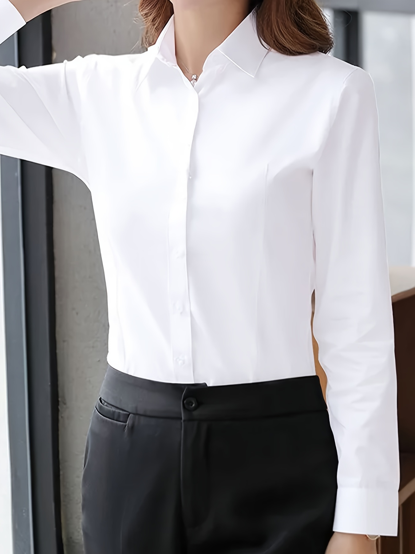 chemise boutonnée à manches longues femme col Temu Morocco