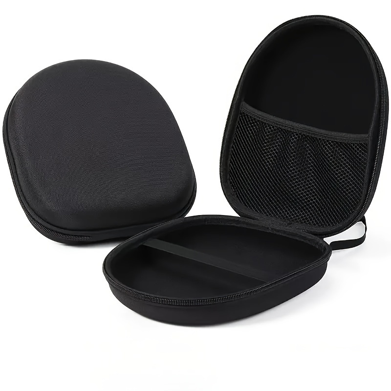 

Black Eva Headphone Carrying Case, Durable Zippered Earphone Storage Bag With Mesh Pocket