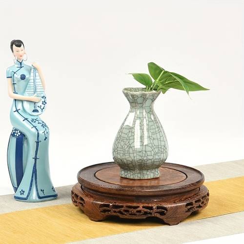 1pc plant pot vase with round base art collectible hand carved wooden display stand plant stand for indoor outdoor hanging plants tall plant stand made of room plant stand multi plant stand for indoor terrace balcony garden