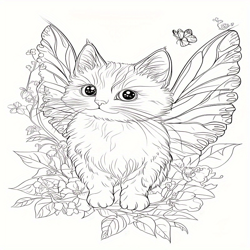 Fairy Cat Coloring Book 22 Pages Thick Paper Creative Halloween
