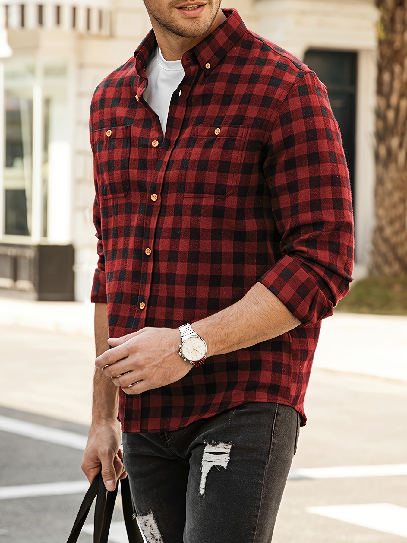 Redhead Buffalo Creek Flannel Long-Sleeve Shirt for Men - Red/Gray - M