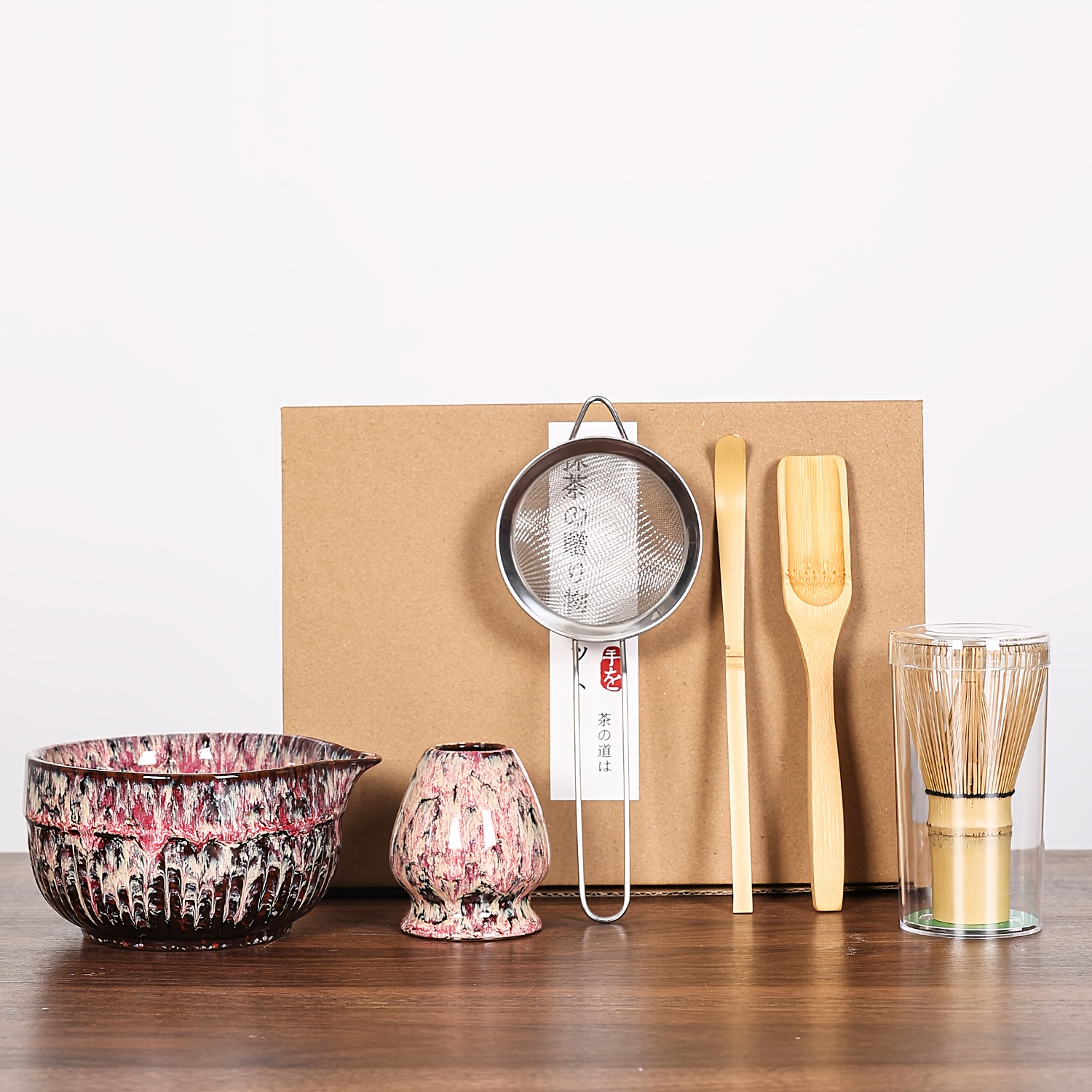 Matcha 6pcs Set - Bamboo Whisk, Bowl & Tools, Tea Ceremony Kit With, Home Brewing, Elegant Set, Traditional Design, Highquality Ceramics, Tools, Gift For , Home