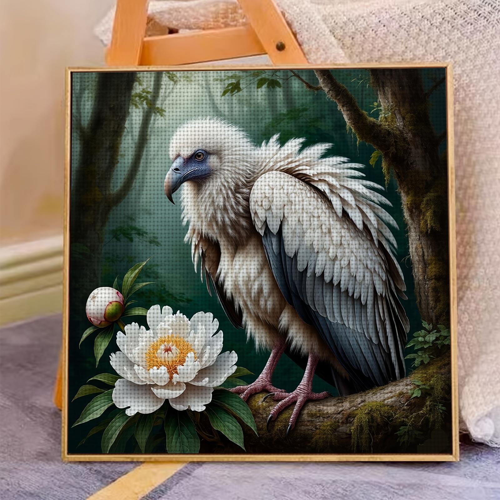 11CT/14CT Printed Cross-Stitch Kit, White Eagle on a Flowering Branch