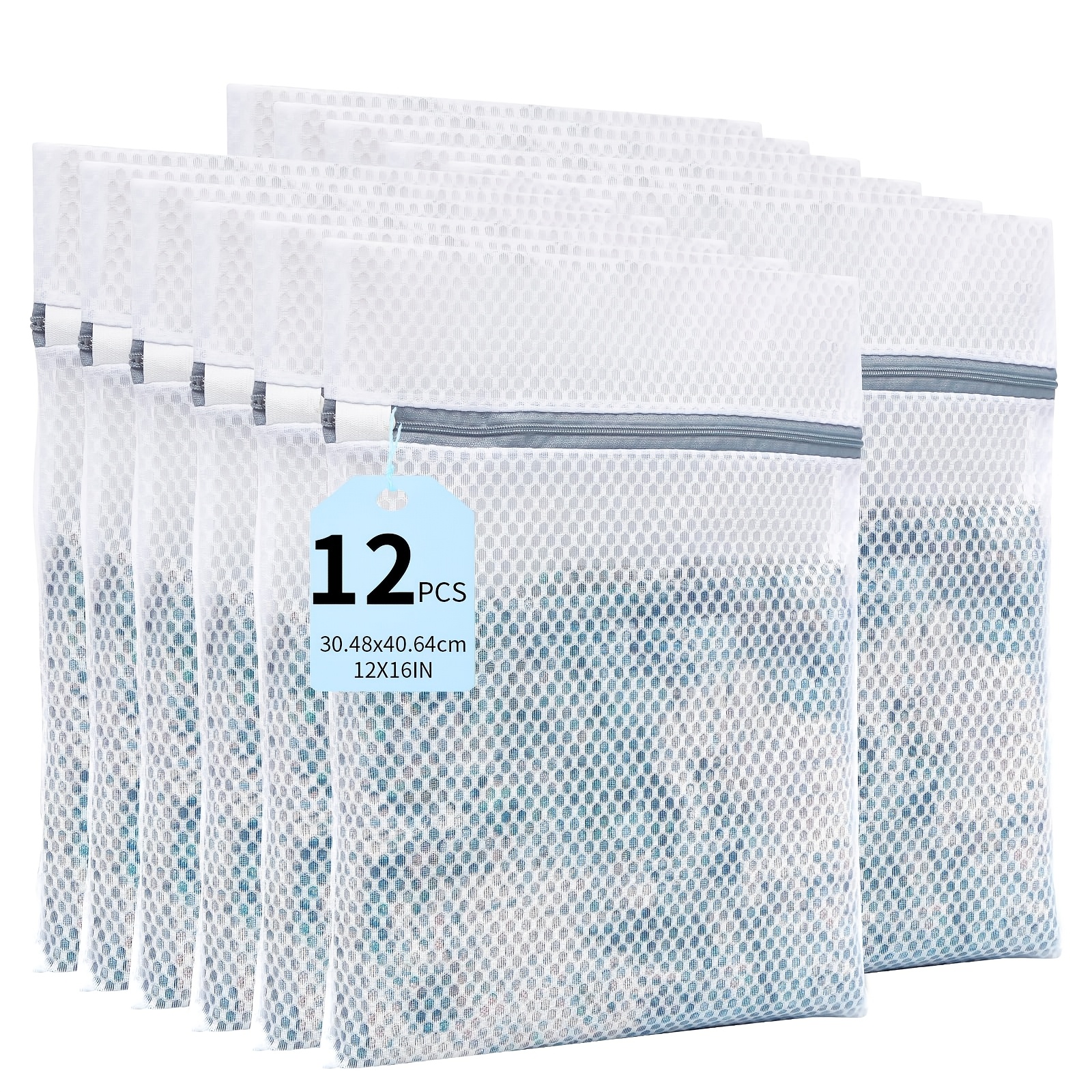 TEMU 12 Laundry Bags, Mesh Laundry Bags With Sturdy Zippers, Durable Washing Machine Bags For Underwear, Bras, Socks, Clothes, And Travel