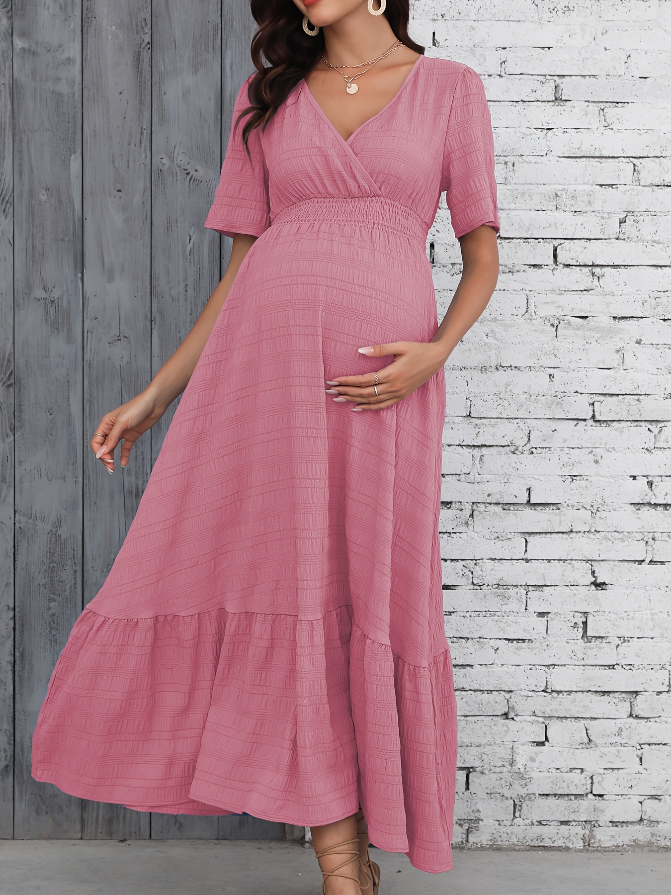 fitted lace wedding dress Maternity Off Shoulder Cap Sleeves Mermaid Hem Satin Evening Dress –  Elonnashop main image 1