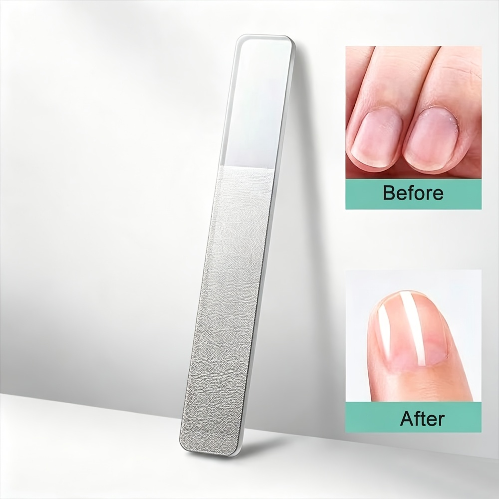 2pcs Set Glass Nail File, Pointed and Square Nail Buffer