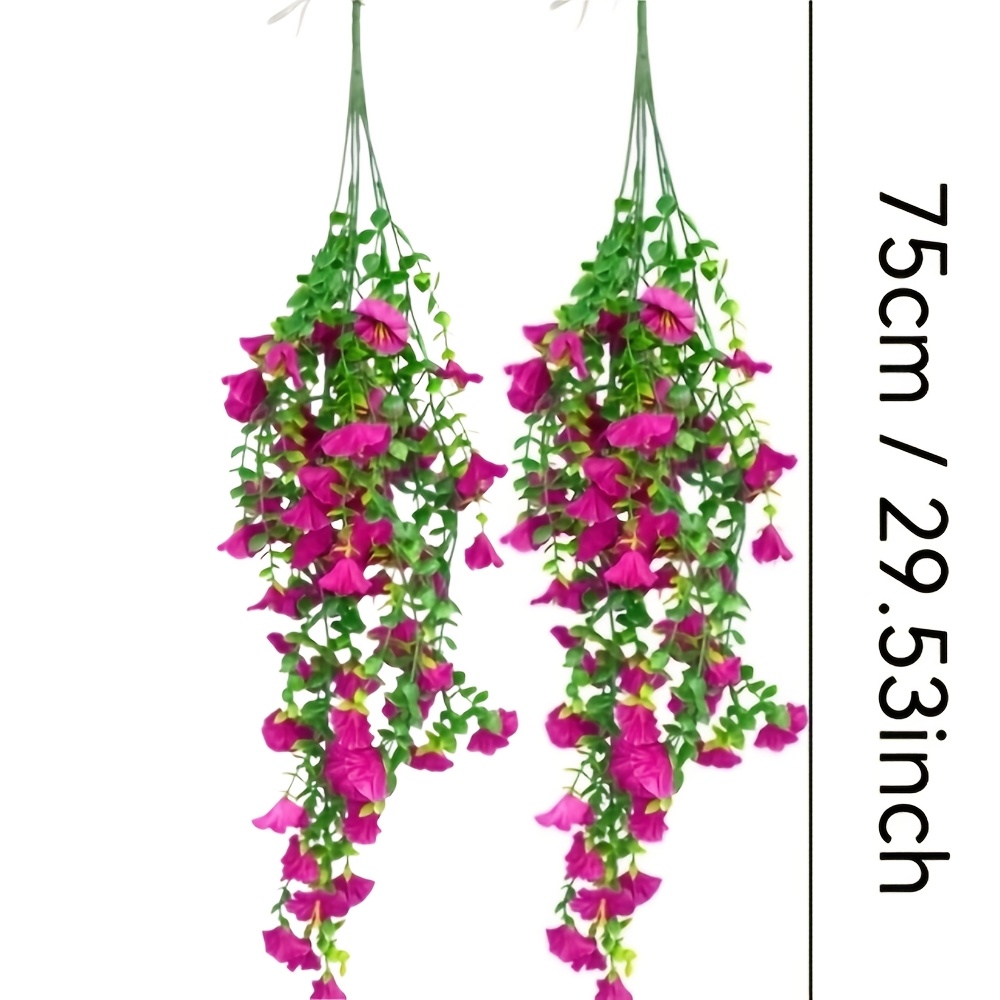 avtcldy 2pcs rose shadow hanging ornament outdoor artificial hanging flower vine uv resistant   hanging artificial   bouquet spring and summer decoration suitable for outdoor garden patio porch window box decoration