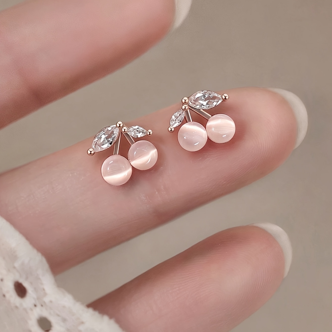 TEMU Un par de aretes de cristal tipo con incrustaciones de y piedra de de , dulces y pequeños, adecuados para uso diario y de para mujer