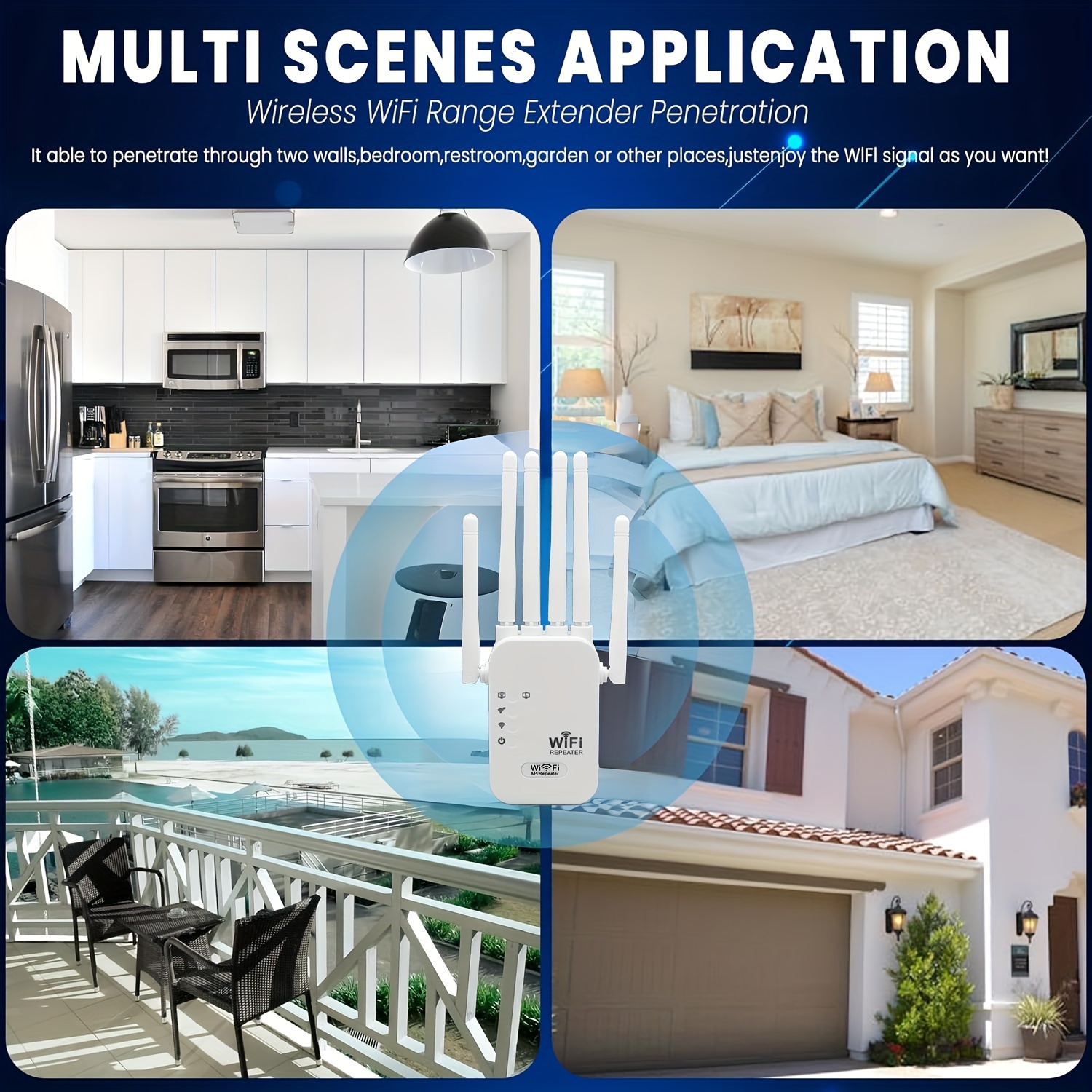 OEKE - Internet de Alta Velocidad 300Mbps, Conexión en Modo 3-en-1, 6 Antenas con Mayor Potencia y Cobertura Extendida, Compatible con hasta 105 Dispositivos, Cubre Hasta 1000 Pies Cuadrados