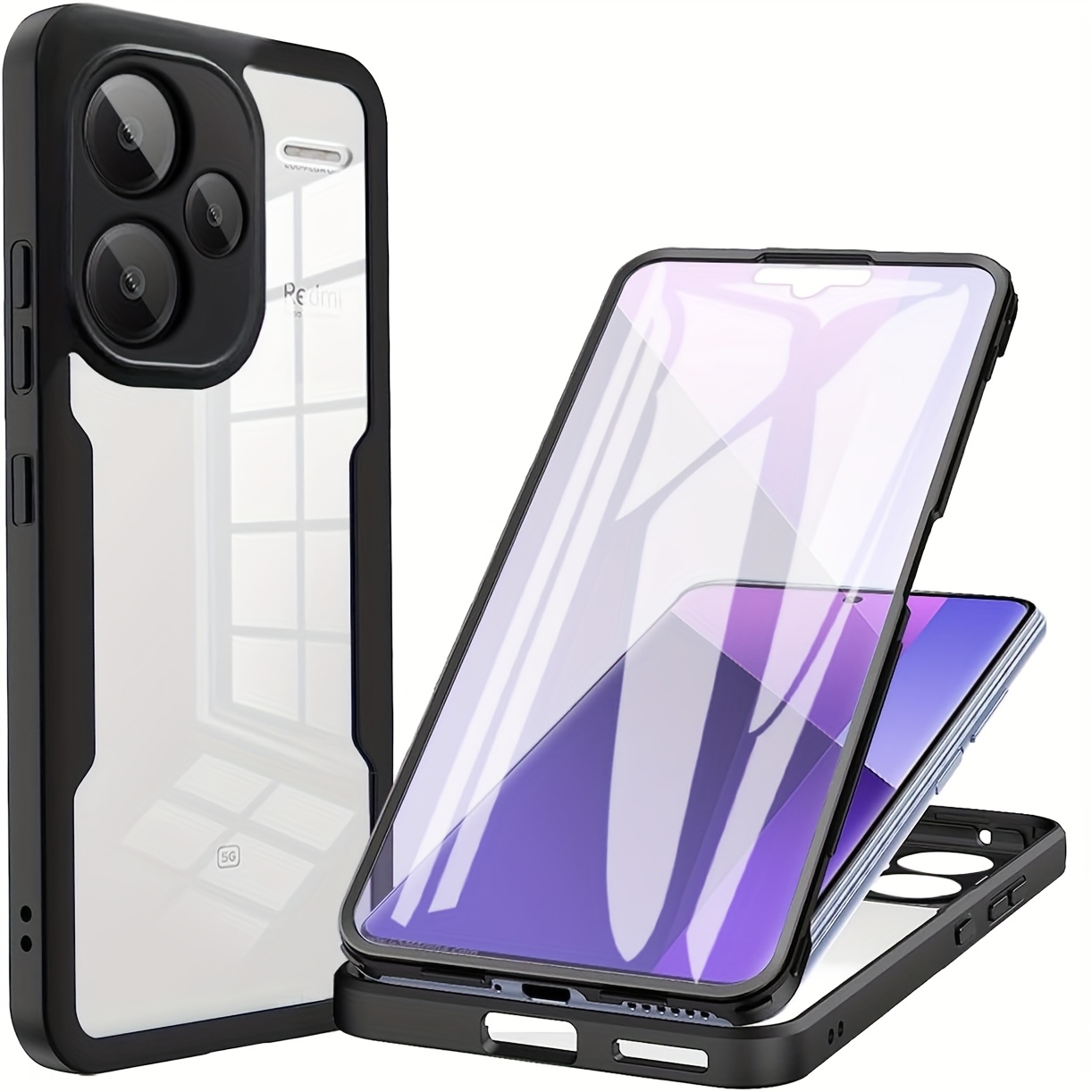 TEMU Phone Case - Suitable For Xiaomi Redmi Note 13 Pro Plus 5g Phone Case, With Screen Protector, 360 Degree Shockproof Transparent Ultra-thin Back