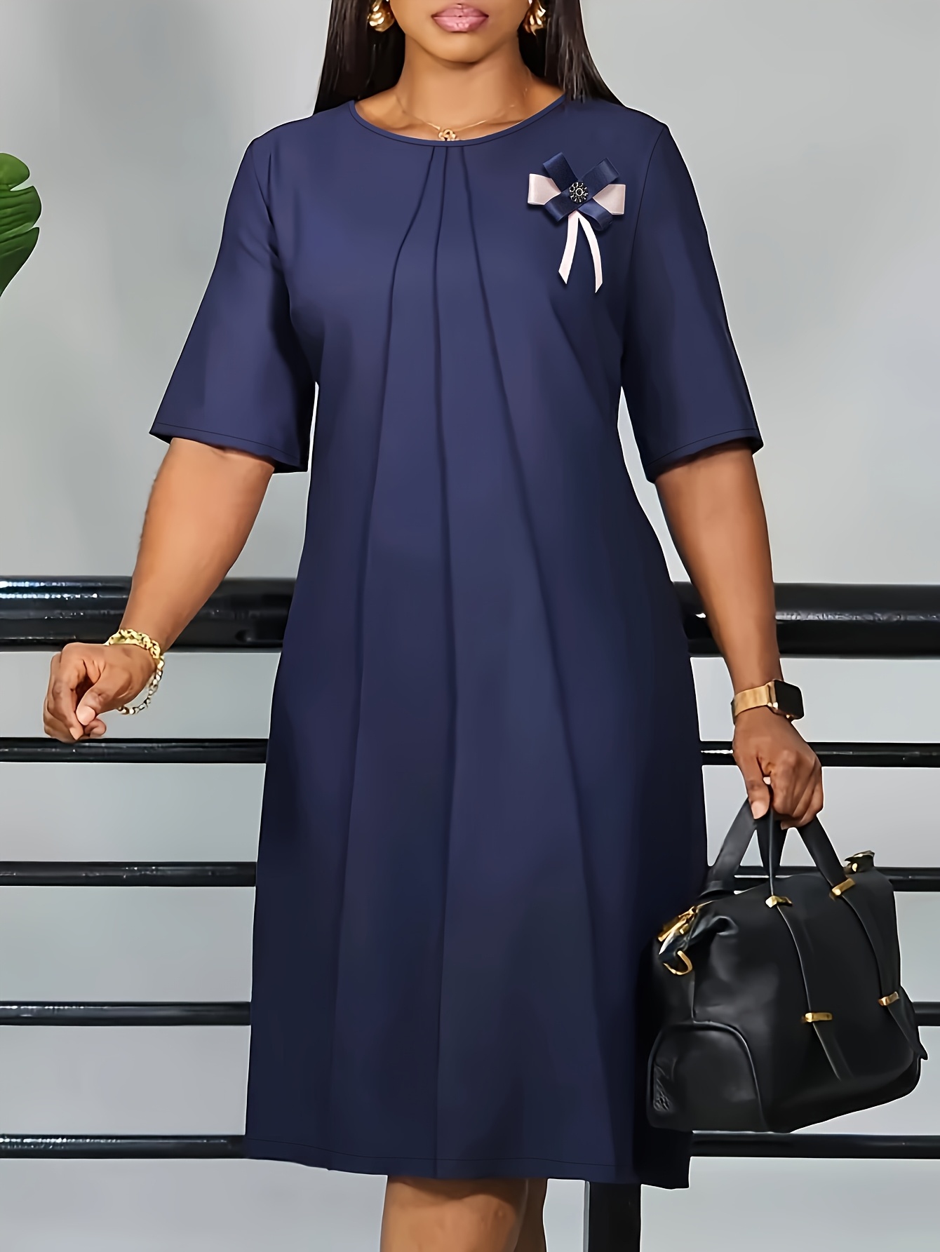 navy blue dress for baby girl Detailed Floral Pattern in White on Navy