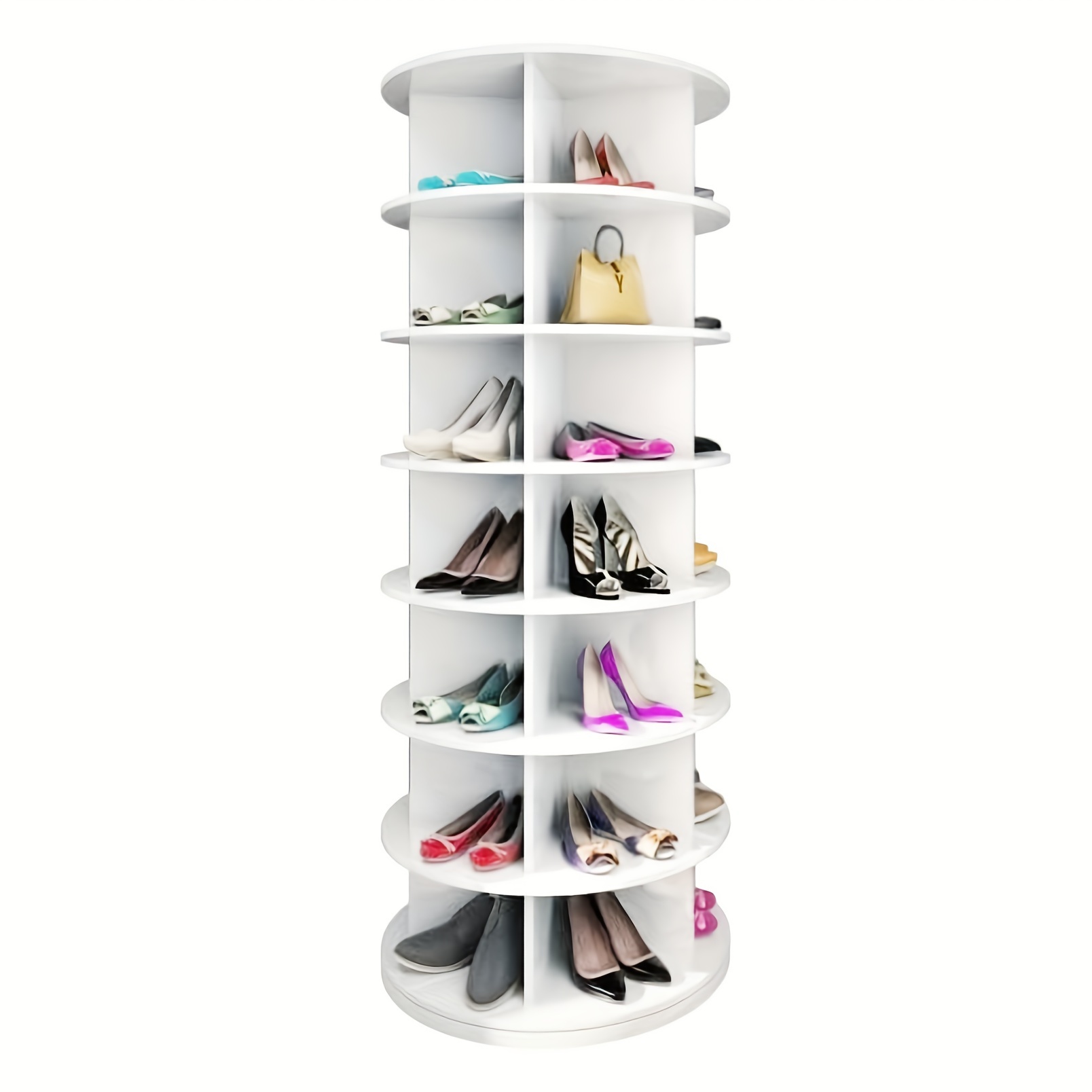 

Rotating Shoe Tower, Lazy Susan Shoe Display Rack With 7 Tiers, 360° Spinning Shoe Organizer Carousel, Vertical Handbag Revolving Shoe Closet Storage