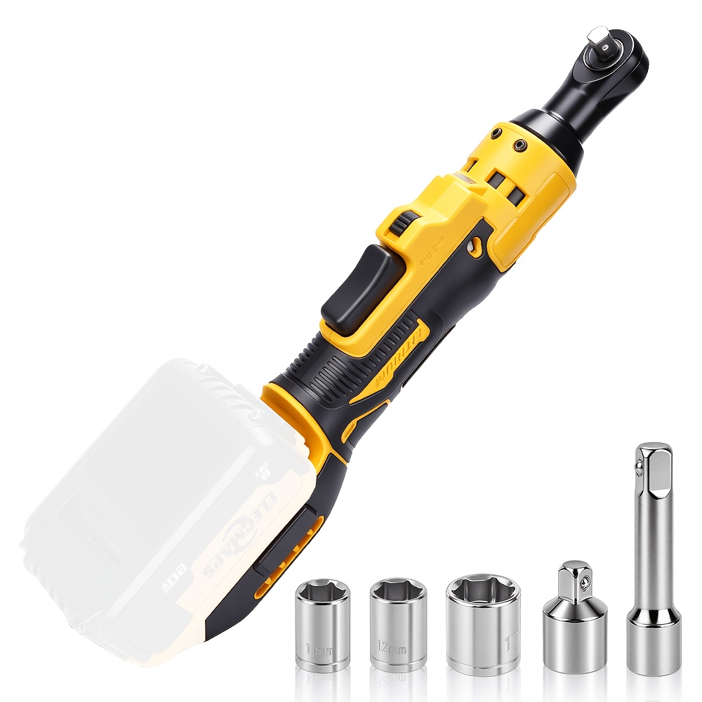 TEMU Compatible For 20v Max Cordless Electric Ratchet Wrench With 8 Sockets, 1/4" Adapter & 3-inch Extension Rod - Tool Suitable For Automotive