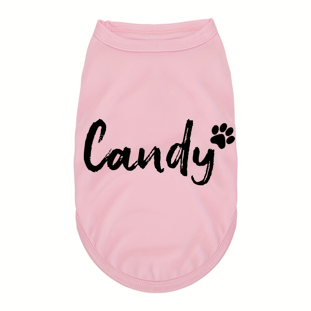 TEMU Personalized Dog Clothing Pullover - Custom Name & Paw Print Design, Soft Pet T-shirt For Small/medium Dogs, Comfortable Wear, Perfect Gift For