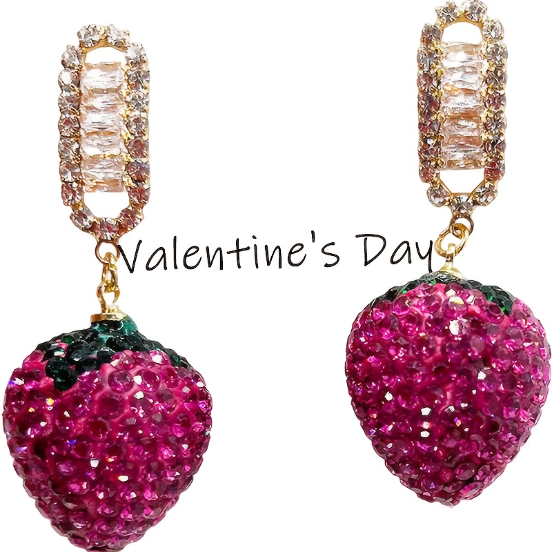 

Strawberry Synthetic Zirconia Earrings For Valentine's Gift