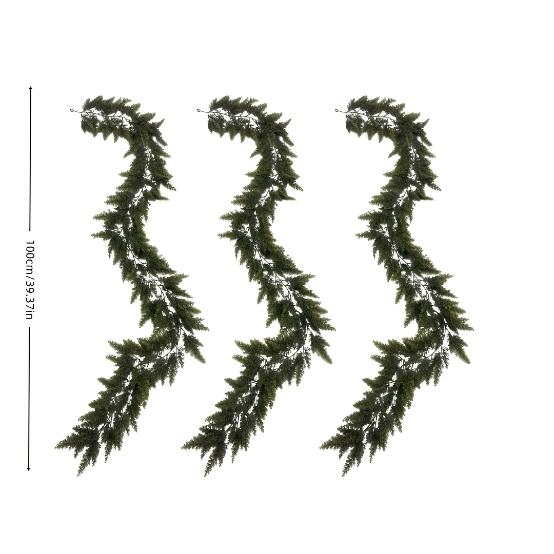 TEMU 3pcs Set Of Christmas Artificial Cedar Vines, High-density Evergreen Green Plant Decorative Vines, Natural Hanging Style, Suitable For Western