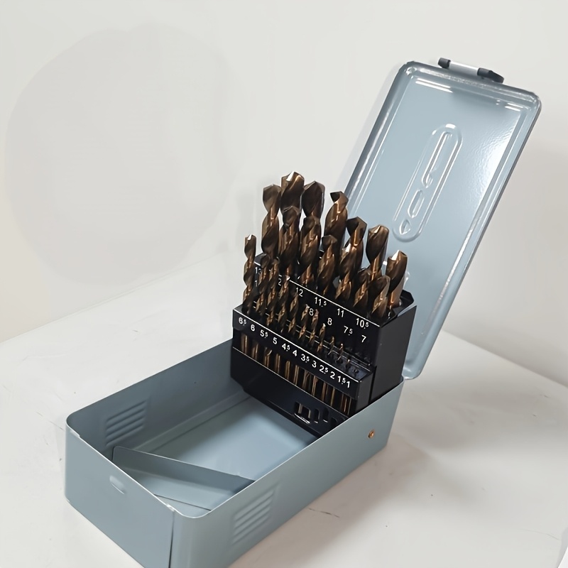 Image of 25pcs Twist Drill Bits - Cobalt High Hardness Tool Gifts, For Stainless Steel/angle Iron/aluminum Alloy, 1-13mm Reamer Drills For Woodwork, Home, Diy, Industrial