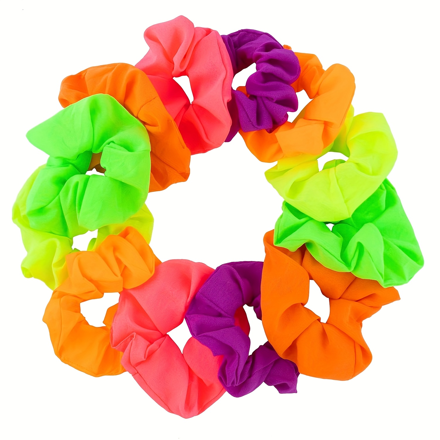 TEMU 12pcs Neon Hair Bands, Women's Hair Rings, Ties Ponytail Hair Bands For Women Hair Accessories 80''s Party, Great For Birthday Gifts, Party, Christmas Gifts, Wedding Anniversary, New Year's Gifts