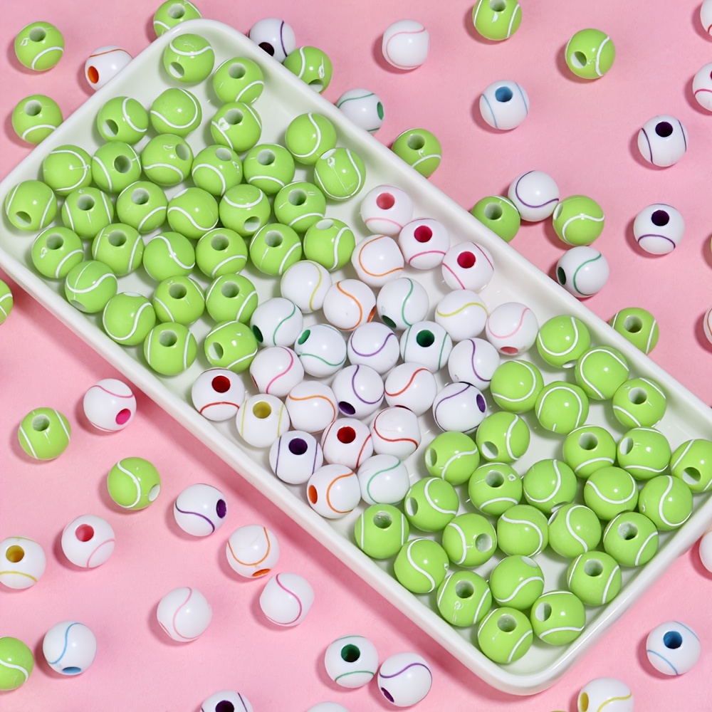 150pcs Acrylic Tennis Ball-shaped Beads for DIY Projects