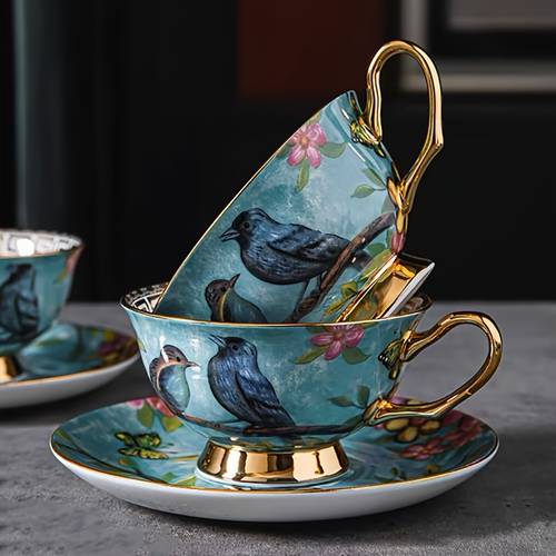 2pcs or 1pc vintage bird bone china tea coffee cup and saucer freeze european ornate tea set elegant for afternoon tea dessert breakfast suitable for mother s day valentine s gift