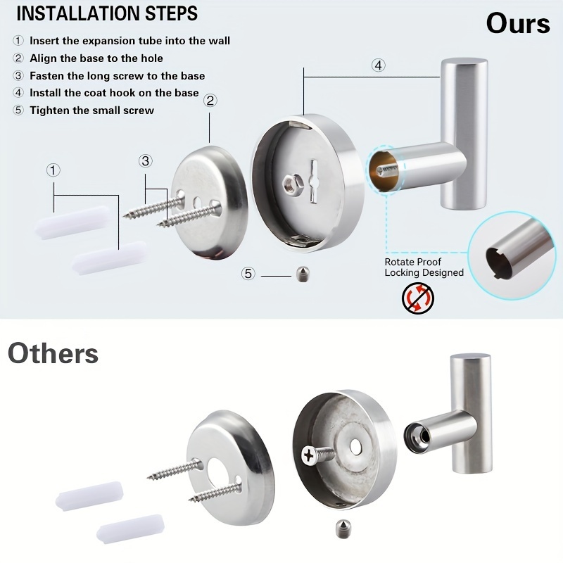 Ganchos para toallas de baño, gancho para abrigo, gancho para bata, gancho  de acero inoxidable resistente para colgar puerta, toalla, ropa, armario