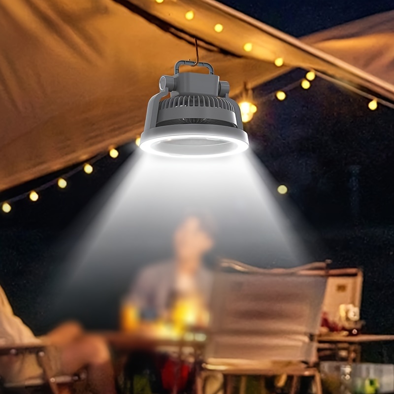 Camping Fan, Lighting Fan Portable with SOS Rescue Light & 2A Fast Charging Power Bank, 10000Mah 20.32 cm Battery Operated Rechargeable USB Fan, 4-Speed Wind Adjustment