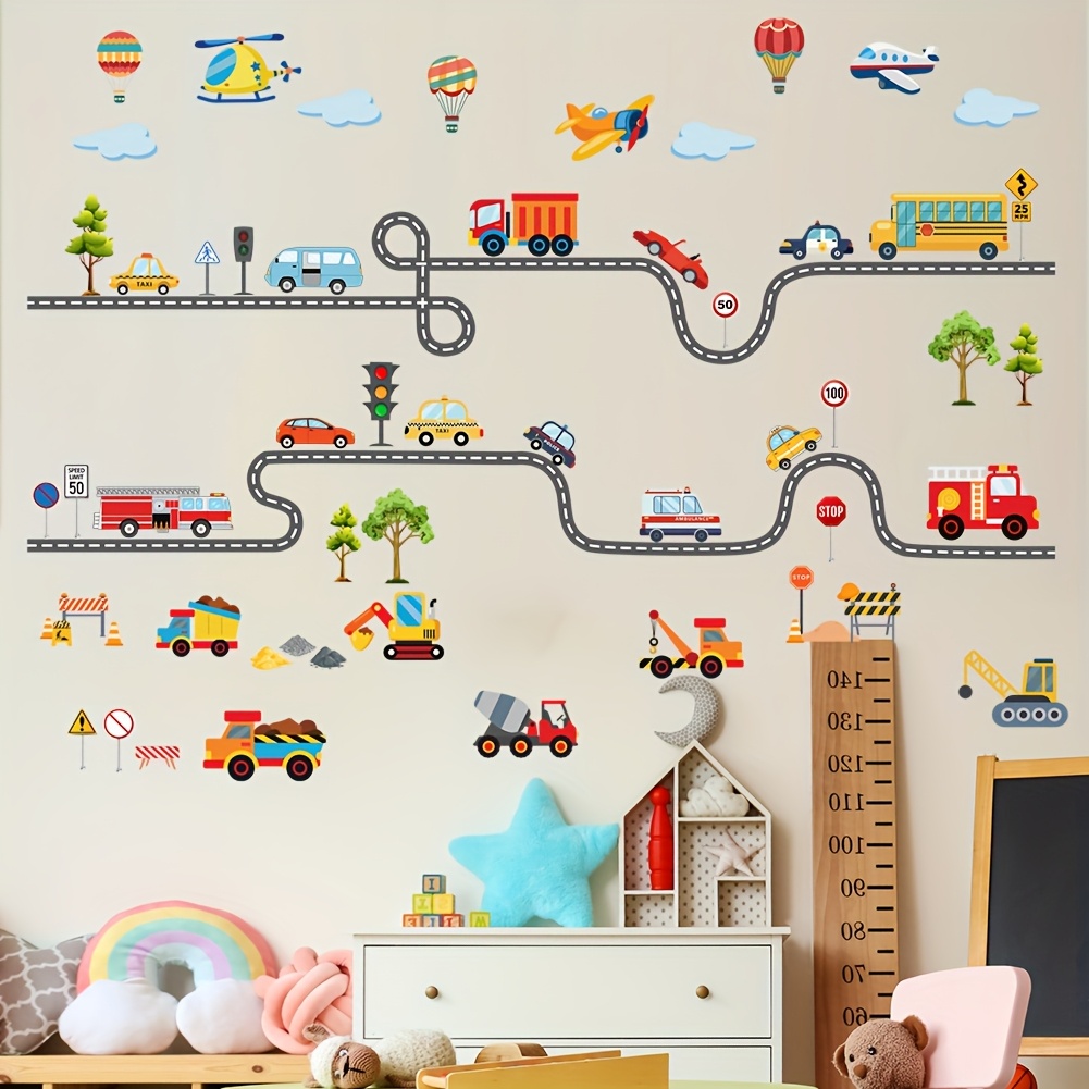 Image of Mobile Car Wall Stickers, Bedroom, Bathroom, Living Room, Porch, Home Decoration Wall Stickers, Removable Wall Stickers, Wall Decoration Stickers