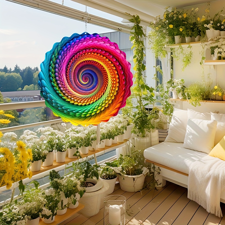3D Windspiel Regenbogen-Mandala - Kinetische Kunst Für Garten & Terrasse