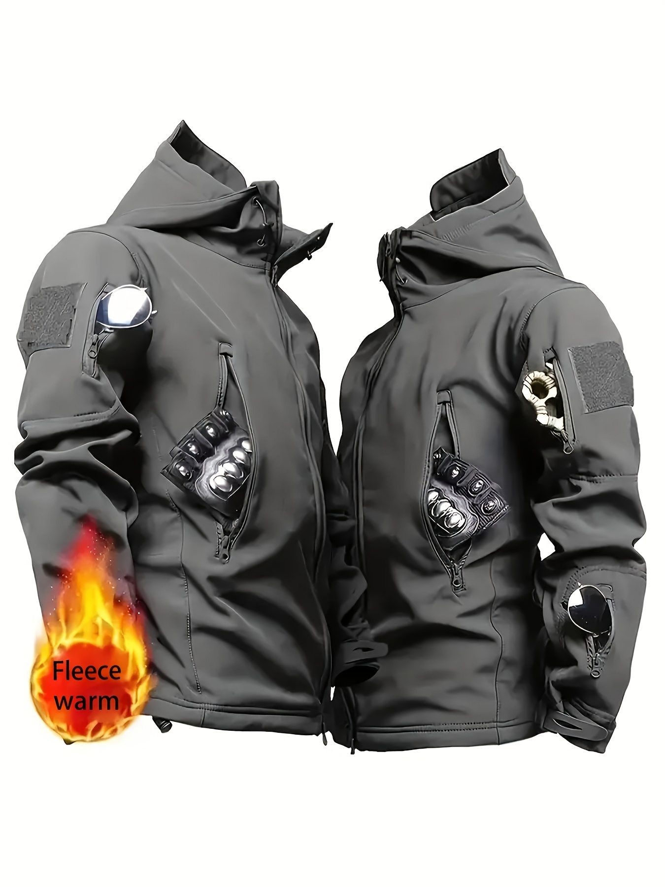 imagen del artículo chaqueta con cremallera completa para hombre con bolsillos, a prueba   para exteriores.