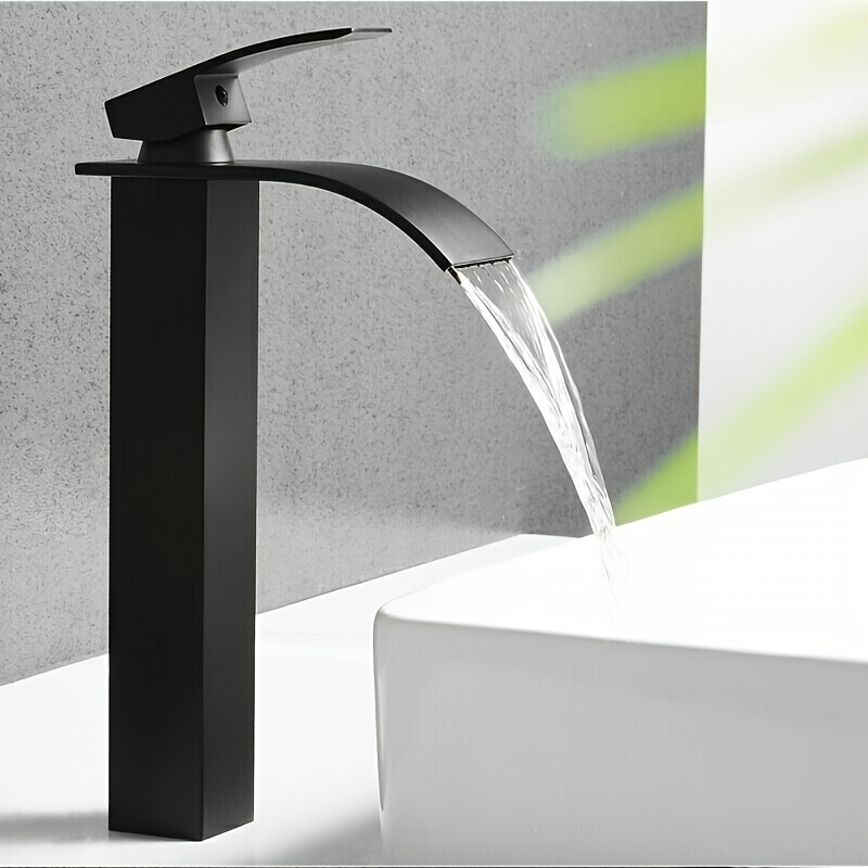 Tall Bathroom Faucet Single Handle Bathroom Faucets For Sink 1 Hole Stainless Steel Vessel Sink Faucet Tap Wash Basin Faucet With Pop Up Drain, Matte Black, Chrome