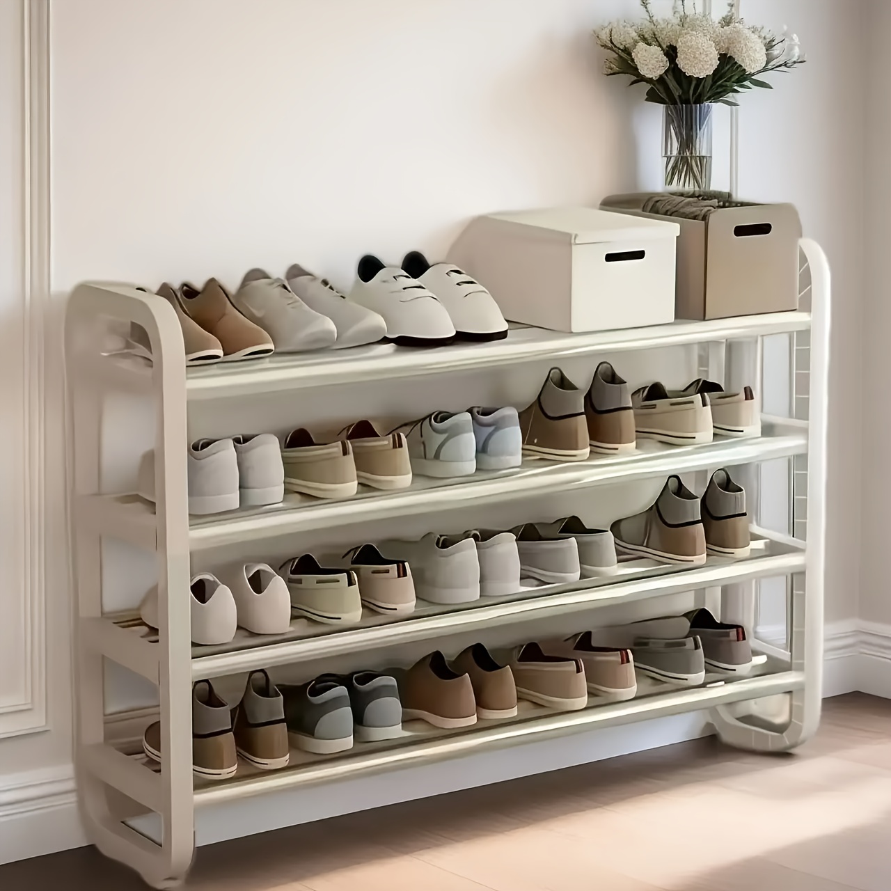 TEMU Zapatero de Lujo Multicapa de Calidad que Ahorra , Capacidad para 30 de Zapatos, Diseño Delgado y Duradero, Artesanía de Hierro Multicapa sin