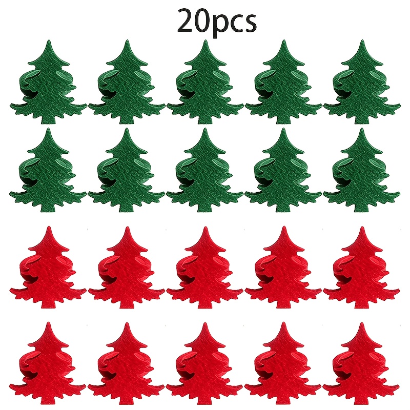 TEMU Lot de 20 ronds de serviette de sapin de Noël, porte-serviettes en feutre, ronds de serviette, décorations de table, pinces à serviette de