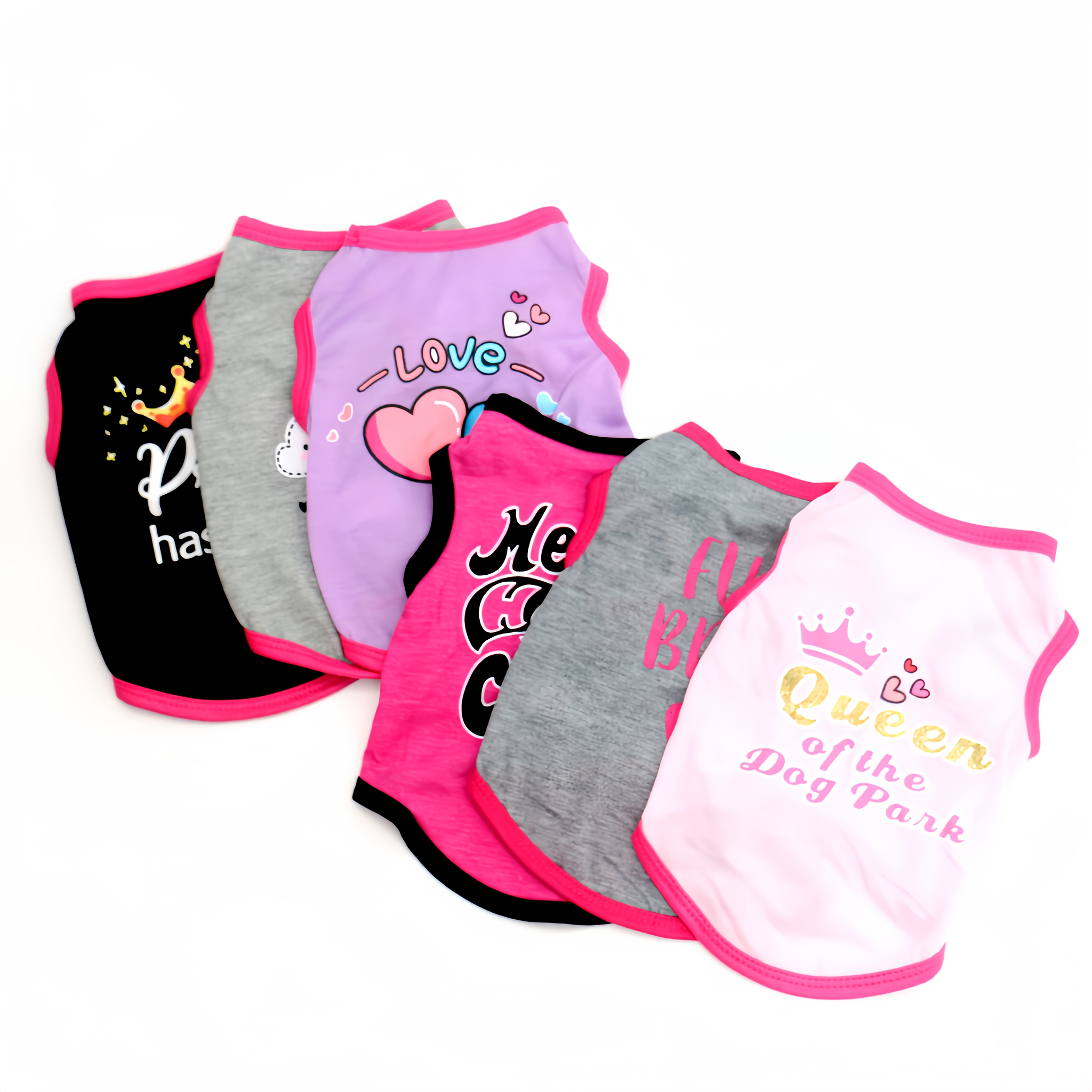 TEMU 6pcs Set Of Alphabet Apparel In Powder Purple, Gray, And Multicolor With Crown/heart Prints, Suitable For Daily Or Festive Outfits, Instantly