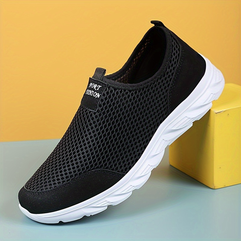 

Men's Solid Slip On Lightweight Sneakers Mesh Breathable Non Slip For Outdoor Jogging Workout Hiking Spring And Summer Comfy