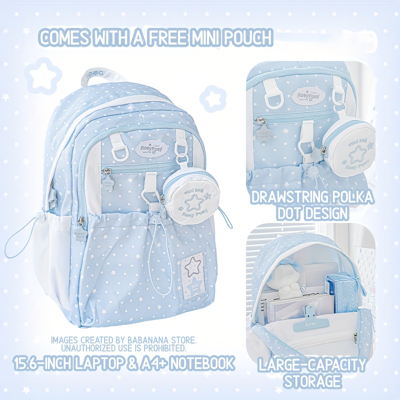 1pc large capacity polka dot backpack anime themed - Temu Canada display picture 1