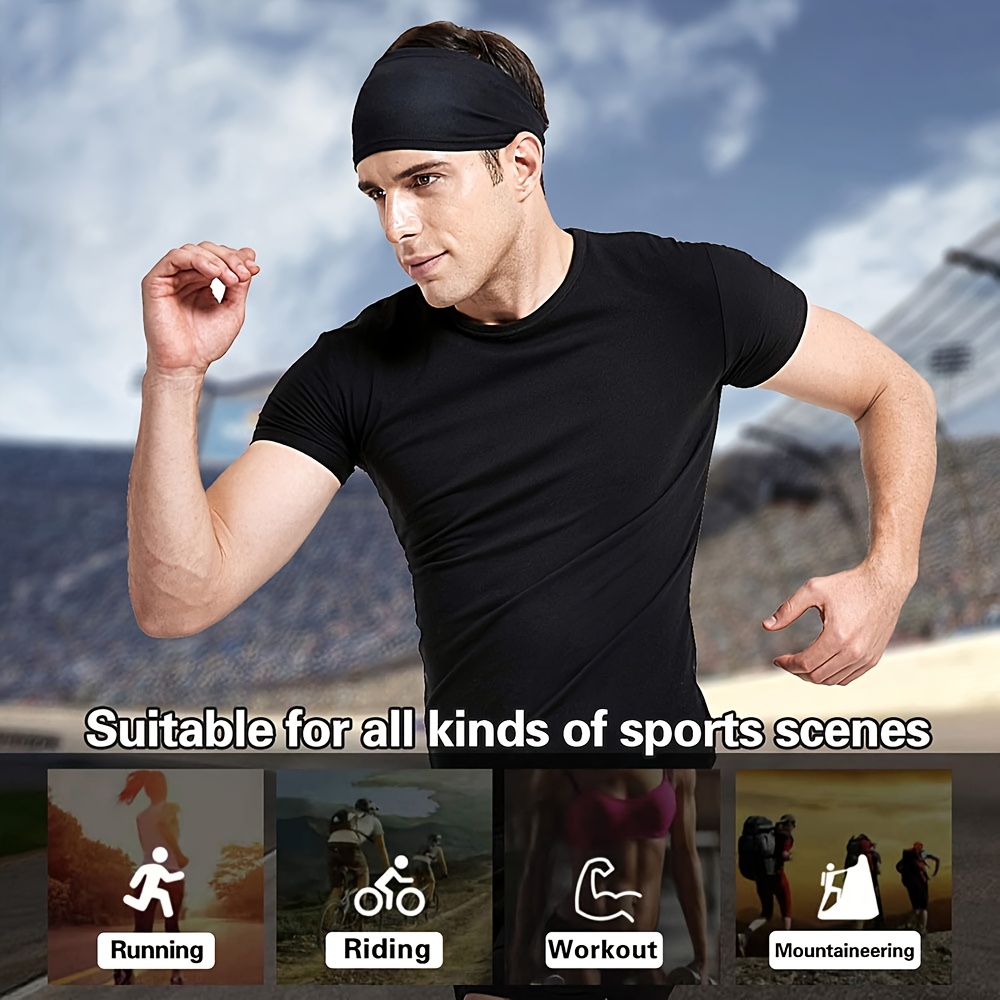 Men'S Running Headband, 5-Pack, Sports Sweatband for Running, Cycling, Basketball, Yoga, And Fitness Workouts, Stretchy Unisex Hairband