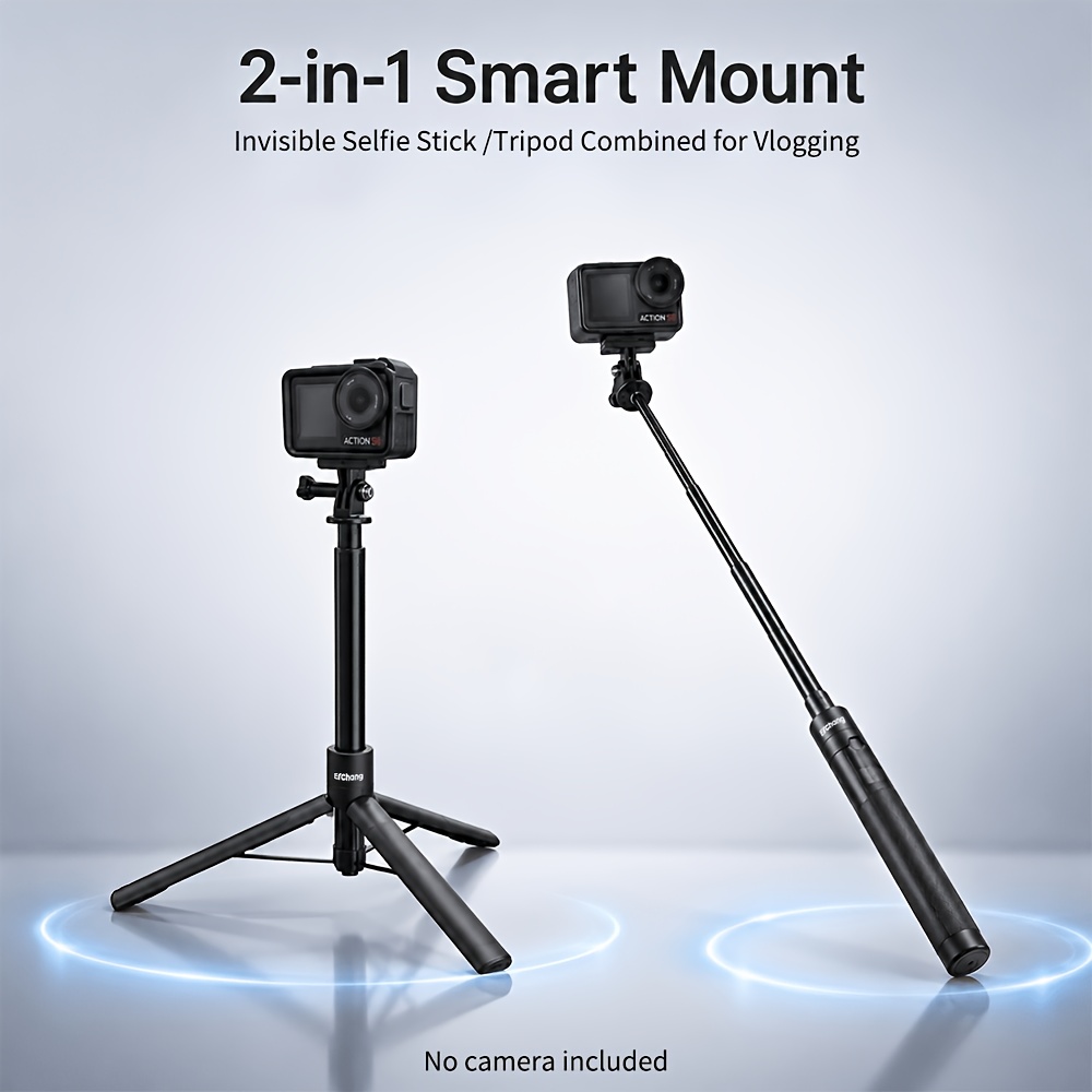 TEMU Trépied Selfie Stick Invisible de 50,39 pouces pour | Perche d'extension pour /5Pro/4/Pocket 4/3, pour Gopro, Poignée Portable 2-en-1