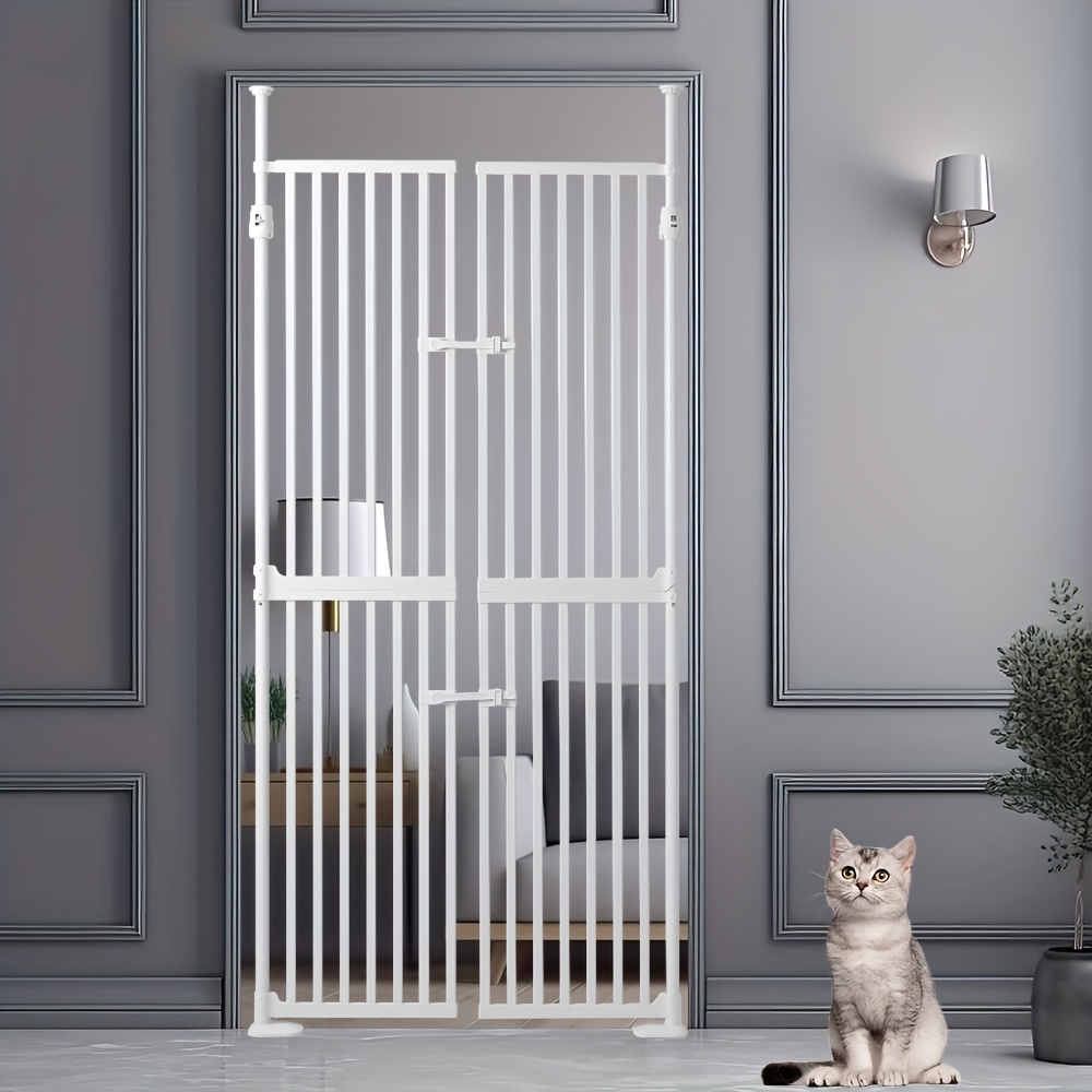 

Ulifemate 71" Extra Tall Cat Gate, 33.86-35.43" Wide Auto Close Cat Safety Gate, 1.34" Extra Narrow Gap, No Drilling Pressure Mount Design, Innovation Double Opening Pet Gate (cream White)