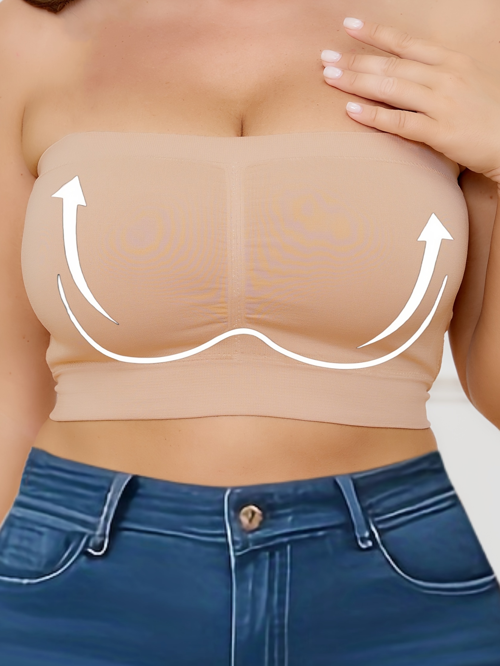 Plus Size Seamless Camisole, Comfortable No-Pad Bralette with Soft Breathable Fabric and Strapless Design