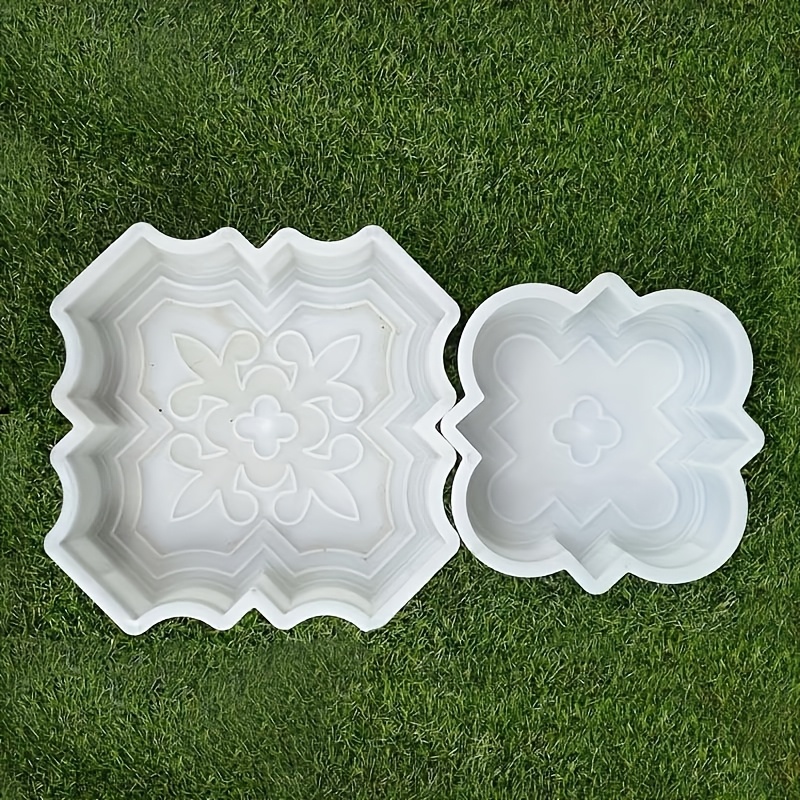 TEMU 2pcs Decorative Concrete Paving Mold Set - Plastic Path & Walkway Casting Tools For Cement Stepping Stones