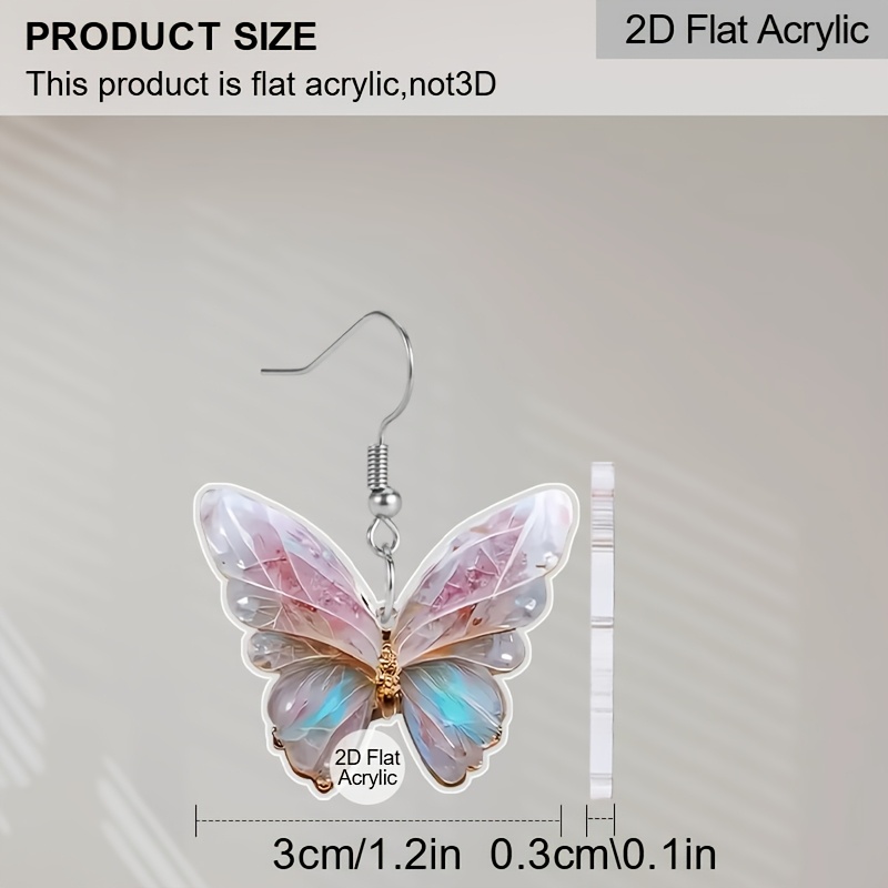 Women's Exquisite Purple Blue Butterfly Drop Earrings, Fashionable