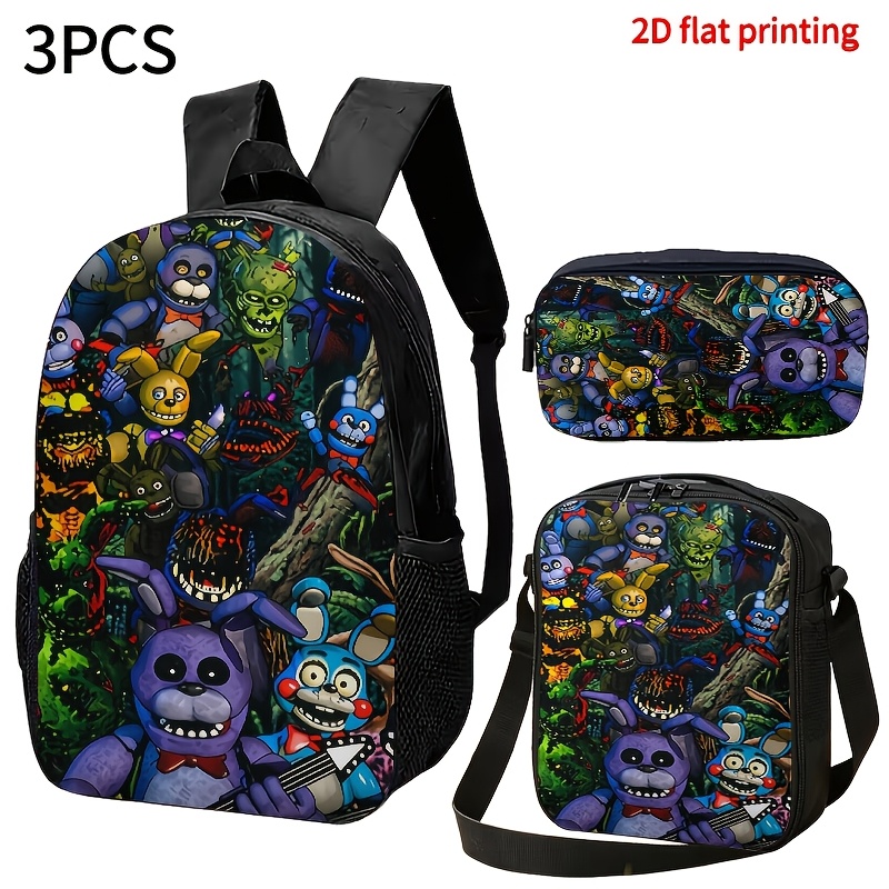 TEMU 1pc/3pcs This Casual Backpack, Crossbody Bag, And Storage Pouch, Themed Around Doll , Features A 2d Flat-printed With Vibrant, Dynamic, And