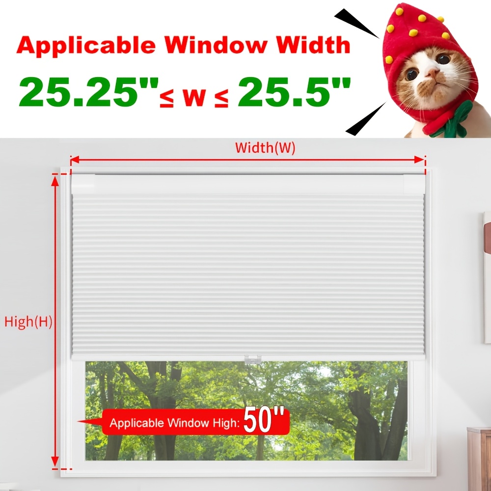 TEMU 1pc No Drill No Tools Blackout Honeycomb Shades, Free-stop Pleated Cellular Blinds For Window, Thermal Insulated Hexagon Blind, Uv Protection