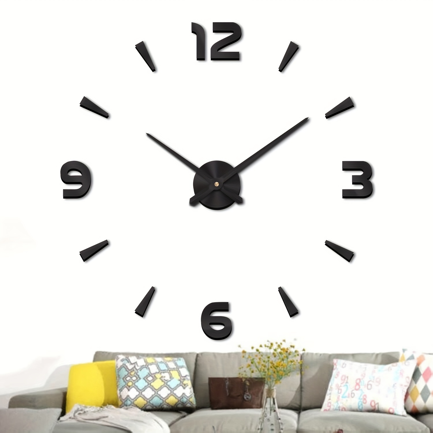  Reloj moderno de arte silencioso decorativo de pared, funciona  con pilas, relojes de pared de metal grandes para decoración de sala de  estar, cocina, decoración de luces de Halloween, 1,988.2 in 